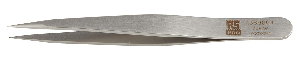 RS PRO 0C9.SA pęseta ze stali nierdzewnej, 90 mm, końcówka płaska, antymagnetyczna