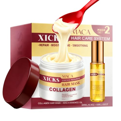 Mascarilla de colágeno Maca contra el pelo quebradizo y las puntas abiertas