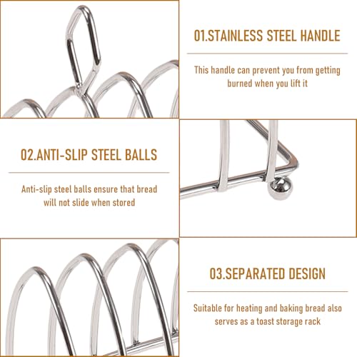 Luxvara Toastständer, Edelstahl Toasthalter, 6 Scheiben Toast,Silber Frühstücksbrotständer, Restaurant Küchenzubehör, für Frühstück, Toast, Küche, Backen, Konditorei