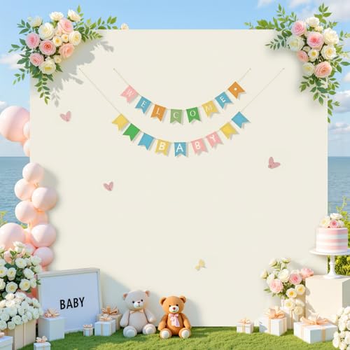 Square Spandex Arch Covers Ivory, Wedding Arch Backdrop Cover 6.6FT x 6.6FT for Baby Shower Birthday Party Ceremony Banquet Photo Decoration