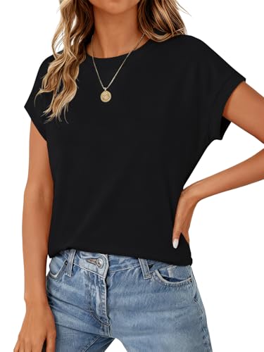 Womens Crop Tops Cap Sleeve T Shirts Cotton Crewneck Loose Fit Trendy Short Sleeve Tops for Women 2026 - image 2