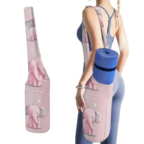 Sac de rangement pour tapis de yoga éléphant en toile durable avec poche