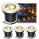 Fiqops 4pcs Projecteur encastrable extérieur LED 3W blanc chaud IP65,Spot d'éclairage de sol noir rond,Luminaire encastrable jardin étanche pour terrasse/piscine,Résistant au passage 230V