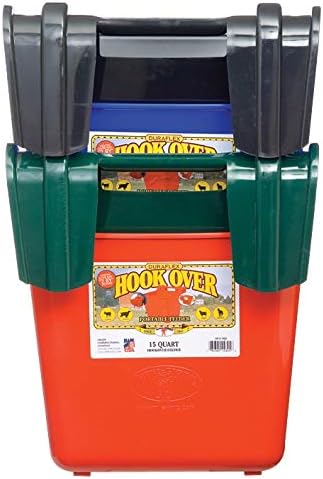 Little Giant Plastic Hook Over Feeder (Green) Heavy Duty Mountable Livestock & Pet Feed Bucket (15 Quart) (Item No. HF15GREEN)