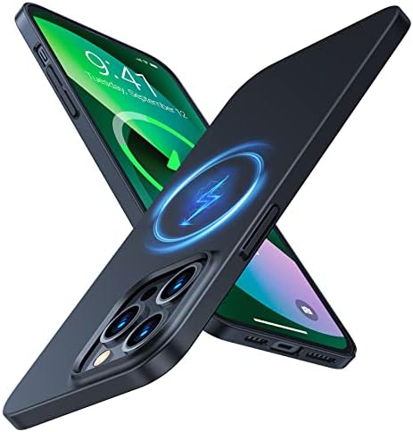 TORRAS Magnetic Slim for iPhone 13 Pro Max Case, Ultra Thin [Compatible with MagSafe] [Silky Touch] Plastic Anti-Scratch Sturdy Cover for iPhone 13 Pro Max Phone Case, Space Black