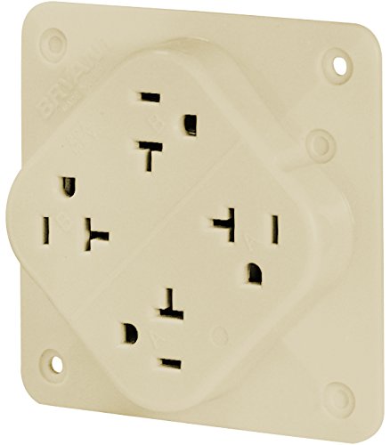 Bryant Electric 21254I 20 Amp 125V 2-Pole 3-Wire Commercial/Industrial Grade Grounding QUADPLEX Receptacle, Ivory