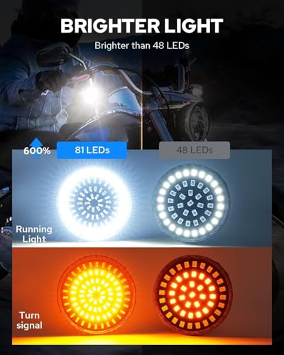 Benlari 1157 LED Turn Signals Front Rear 81 LED Lights Super Bright 1156 Bulbs Lens Kit 1986-2024 Compatible for Harley Davidson Touring Dyna Softail Sportster Street Glide Road Glide Iron 883 1200 - Thumbnail 2