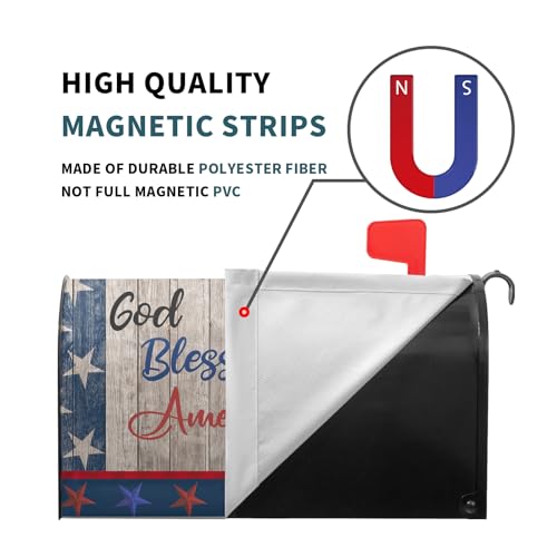 Image of American Flag Patriotic Mailbox Cover Magnetic USA Independence Day Mailbox Cover Standard Size 25.5 x 21 4th of July Memorial Day Mailbox Wrap Post Letter Box Cover Decorative for Home Outdoor Garden