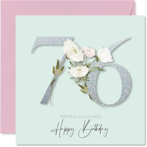 76th Birthday Cards for Women - Fancy Floral Flowers - Happy Birthday Card for 76 Year Old Woman Nanny Wife Sister Granny, 145mm Bday Greeting Cards