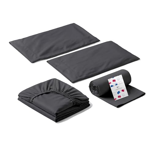 Image of 1000 Thread Count Egyptian Cotton Twin XL Sheet Set - 4 Piece Luxury Bedding, Deep Pocket Sheets Fits 18 inch Mattress, Soft & Breathable, Dark Grey