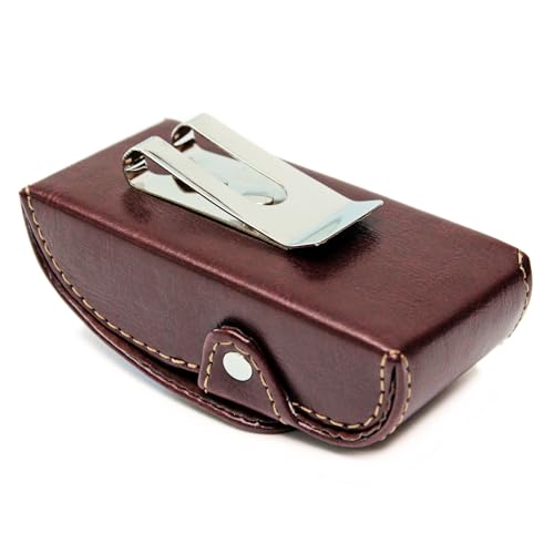 Image of Orsus Folding Glasses Hard Case with Belt Clip 3.4x1.4 In, Waist EDC Case for Folding Sunglasses Reading Glasses Black Brown