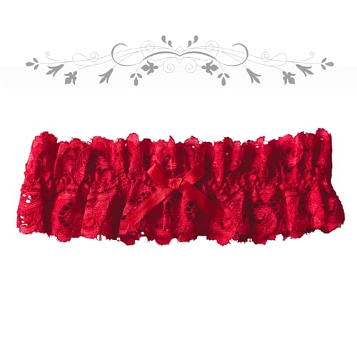 BF Souvenirs Edles Damen Strumpfband Rot – sexy Spitzen Strumpfband für Hochzeit, Party & besondere Anlässe – elegant & verführerisch
