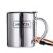 HEECN- Taza de Camping Acero Inoxidable con Tapa y mosquetón, sin bisfenol A, Senderismo, Trekking HESS-038BBK 220ml