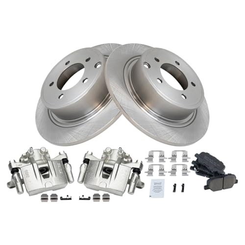 Image of TRQ Rear Brake Pad and Rotor Set Ceramic Rotors Calipers Compatible with 2013 Mitsubishi Outlander