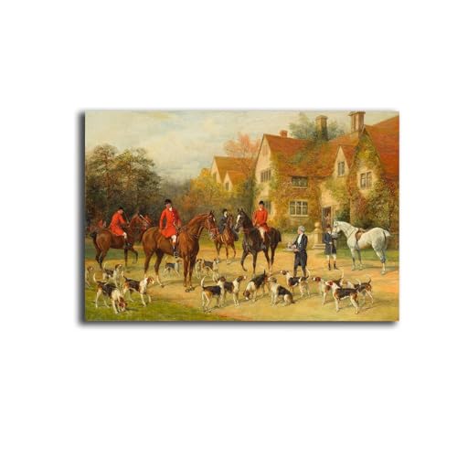 Canvas Painting Posters Wall Art Picture Prints Going To The Meet Victorian Fox Hunt Painting Heywood Hardy Bedroom Kitchen Bar Dining Room Office Home Wall Decoration 12x18inch without Frame