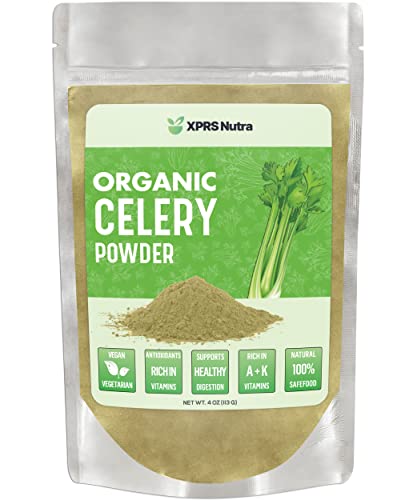 XPRS Nutra Organic Celery Powder - Celery Organic Fresh Powder Supports Healthy Digestion - Premium Celery Powder Organic - Vegan Friendly Celery Fresh Powder (4 Ounce)