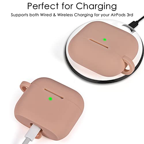 Image of VISOOM Case for Airpods 3 Pink Airpods 3rd Cases 2021 Silicone for iPod 3 Earbuds Case Cover Women Wireless Charging Case with Accessories Girl Bling Keychain for Apple Ear Buds 3rd Generation