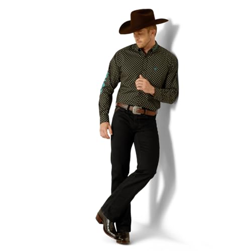 ARIAT Men's Team Philbert Classic Fit Shirt, Black/Teal3