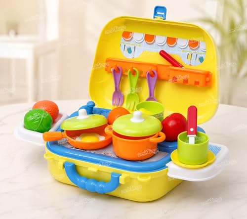 Image of Zest 4 Toyz Kitchen Set for Girls with Suitcase Kitchen Playset for Girls Kitchen Cooking Suitcase (22 Pcs) Cooking Toy Pretend Play Toys for Kids