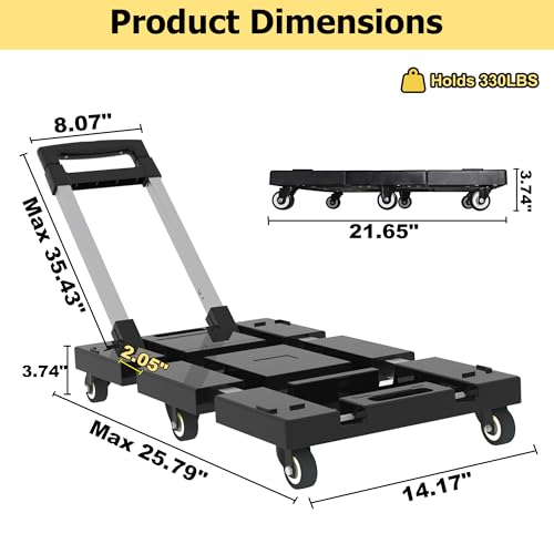 Carretilla plegable portátil con 6 ruedas y 150 kg carga miniatura 2