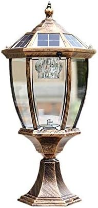 IIFAS Energy Saving LED Post Lantern Clear Glass Lampshade   Exterior Pillar Lights Outdoor Die-cast Aluminum Traditional Single Outdoor Column Top Light Stadium (Color : Brass)