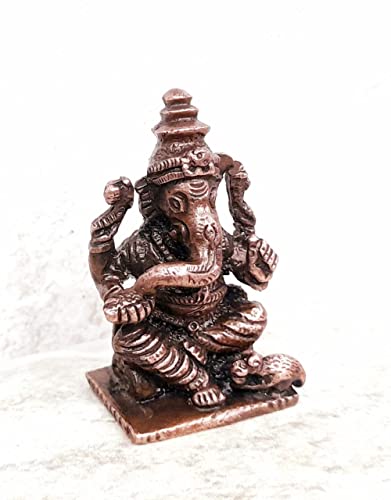 Image of Copper Ganesh Idol 1.6 in | Patina Antique Finish | 48g