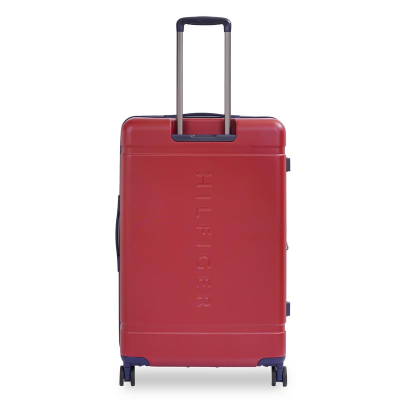 Image of Tommy Hilfiger Millennia Large Hard Luggage - Red |Check-in Trolley Bag with TSA Lock | 360 Spinner Double Wheels | Telescopic Handle | Polycarbonate Hardshell Suitcase | 89L Capacity | 78cm