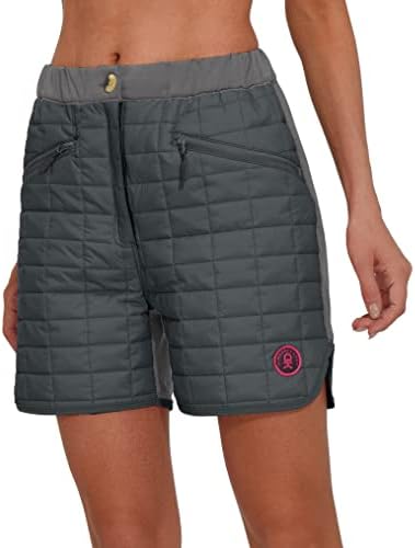 Little Donkey Andy Womens Lightweight Quilted Puffer Shorts Winter Warm Outdoor Hiking Running Grey L