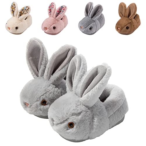 Hitopteu Zapatillas de Estar por Casa Niño Niña Zapatillas Casa Invierno de Peluche Caliente Pantuflas de Conejo Suaves y Antideslizantes para bebé Gris A 19/20 EU 140