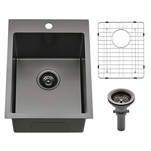 Black Stainless Steel Drop in Kitchen Sink, 15 x 20 x 10 inch Black Stainlesss Steel Laundry Sink Kitchen Sink
