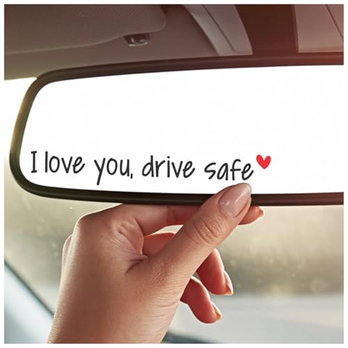 2X I Love You Drive Safe Mirror Sticker Cute Car Accessories for Women Car Decals for Women Rear View Mirror Decal