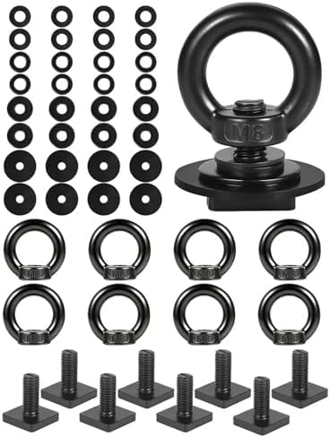 T Track Mount Tie Down Anchor for Roof Rack, M8 Heavy Duty Ring Shaped Eye Bolt, Stainless Steel T Bolt Eye Nut Tie Down Rings for Holding Bungee Cord, Ropes, Hooks