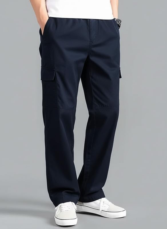 Image of DEELMO Men's Stylish Multi-Pocket Cargo Pants || Casual Fit Trousers || Stylish Cargo Trousers for Men || Men's Pants (MD506 01 04)