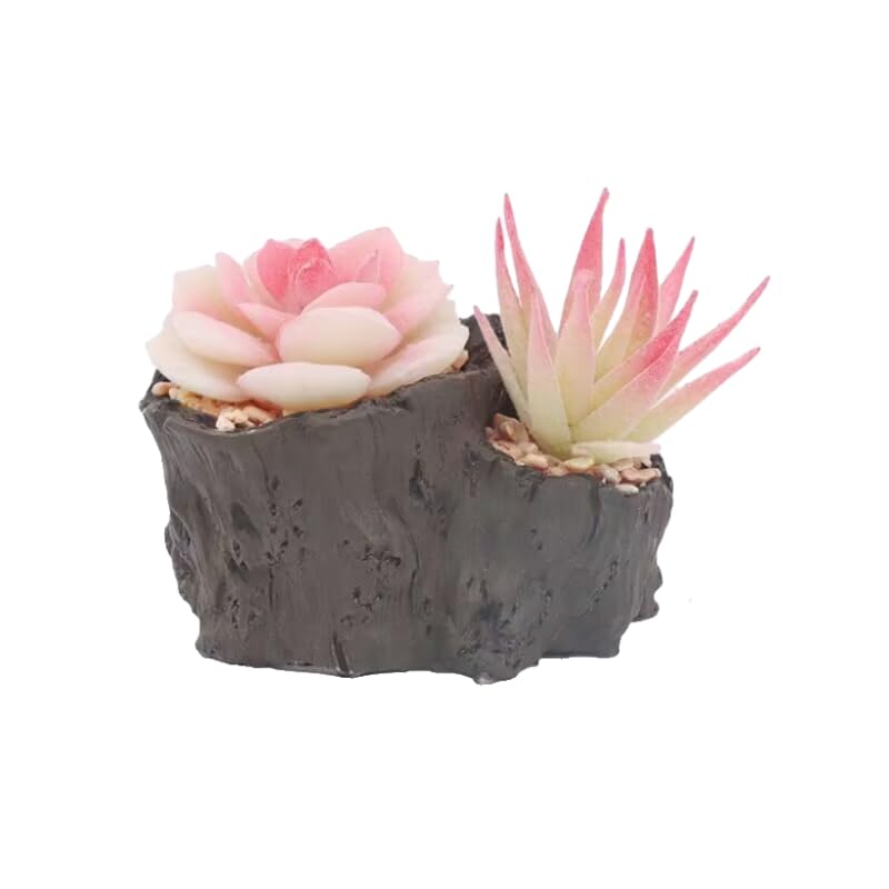 4 Plantes Succulentes Artificielles En Pot Blanc - Mini Décorations Table, Bureau, Maison - Sans Entretien - Rose Et Vert