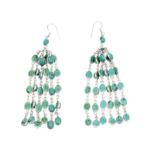 Boucles d'oreilles turquoise bleue en argent 925 fait main de haute joaillerie