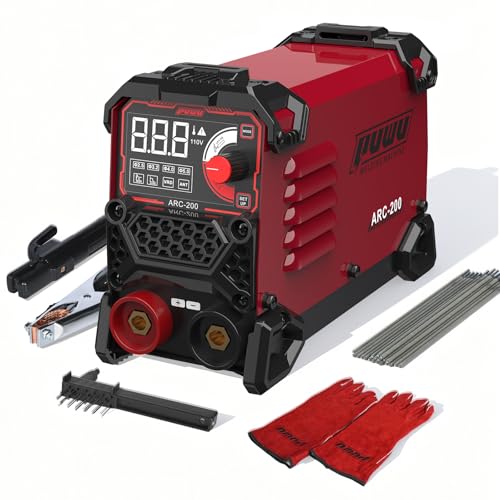 Image of PUWU 200Amp 110V Stick Welder，ARC/Lift TIG 2-in-1 Welder，Super MINI Portable Welding Machine，Synergic Control IGBT Inverter with Hot Start/VRD/Anti-Stick/ARC Force with 20PCS Rods and Gloves（RED）