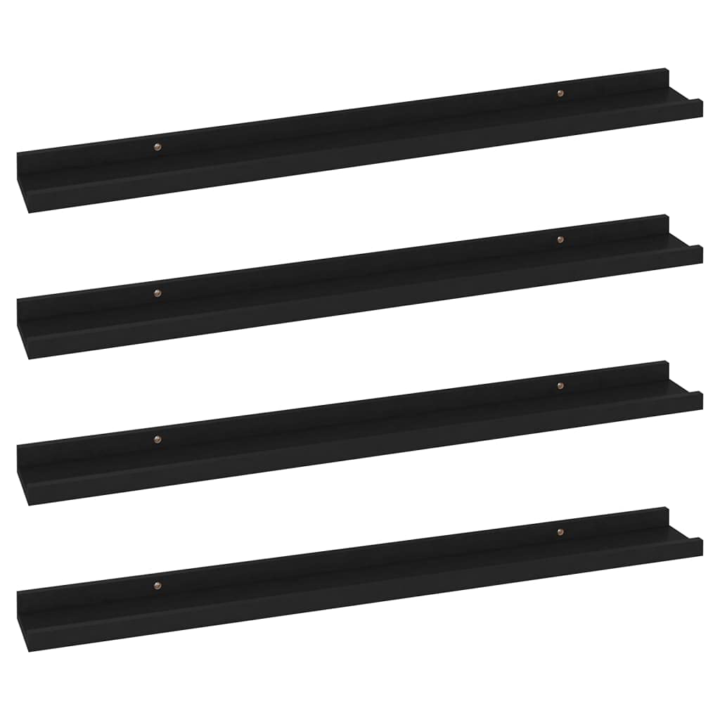 vidaXL 4X Estantes de Pared Repisa Flotante Balda Estantería Salón Sala de Estar Estudio Exhibición Colgante Decoración Negro 80x9x3 cm