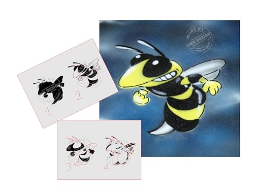 UMR-DESiGN AS-018 Biene Step by Step Schablone für Acryl, Airbrush, Spray, Lacke und Wandfarbe