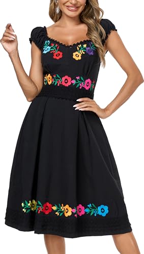Women's Mexican Dress Embroidered Causal Lace Party Dress2