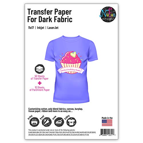 NuFun Activities Inkjet Printable Iron-On Heat Tshirt Transfer Paper 11x17 (50, Dark Fabrics) by NuFun Activities - Used condition - US$59.00