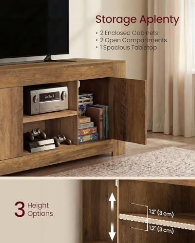 Image of VASAGLE TV Stand, Farmhouse Entertainment Center with Storage Cabinets, Media Console Table for Living Room, Bedroom, for 65 Inch TV, 58 x 15.7 x 23.6 Inches, Honey Brown ULTV623K101S | Media Console Table for Living Room, Bedroom, for 65 Inch TV, Honey Brown ULTV623K101S