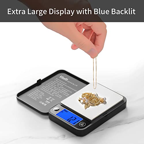 Image of Vitafit Black Digital Pocket Scale, 500g /0.01g, LCD Display, Gold Scales Coin Scales