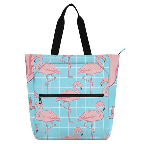 Bolsa para llevar libros al colegio y la playa con diseño rosa y azul