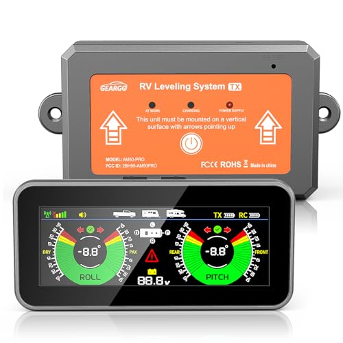 GEARGO RV Leveling System - Smart Wireless Leveler for Travel Trailers, Easy Setup & Real-Time Alerts, Must-Have Camper Accessories (No App Needed)