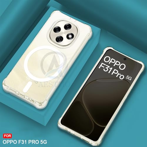 Image of AESTMO Clear Back Cover for Oppo F31 Pro 5G | 360 Protection | Transparent Back Cover for Oppo F31 Pro 5G (PC + TPU, Compatible with MagSafe Accessories, Transparent Bumper)
