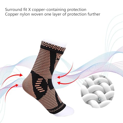 Kangnice Coppers Ankle Brace Running Sports Ankle Ankle Compression Sleeve Daytime and Night Use for Men and Women