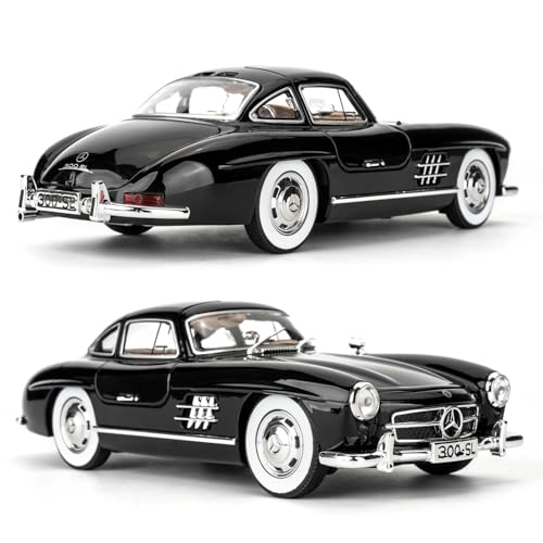 Image of BlackZone 1955 Marcedes- 300sl Vintage Model, 1 /24 Toy Car with Sound and Light Function, Children's Toy Model Car with Pullback Function, Collector's Quality (1:24 Black-01)