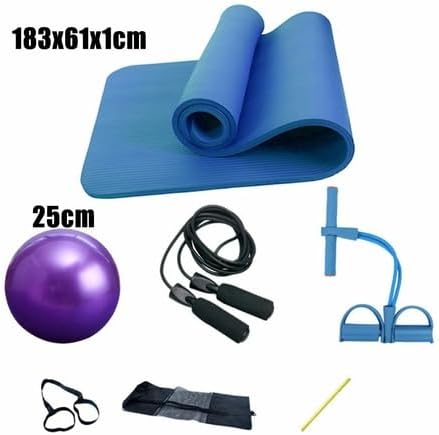 Deluxe Yoga Fitness 5-Piece Set – Non-Slip Mat, Stability Ball, Foam Block, Resistance Band & Strap – Home Gym & Pilates Accessories