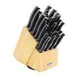 Oster Winsted 22-Piece Stainless Steel Cutlery Wood Block Set, Black