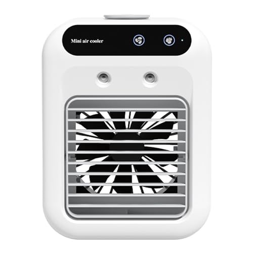 VALINK Mini aire acondicionado de agua helada, enfriador de aire con niebla, ventilador de aire acondicionado, ventilador de refrigeración portátil silencioso recargable ventilador de refrigeración de